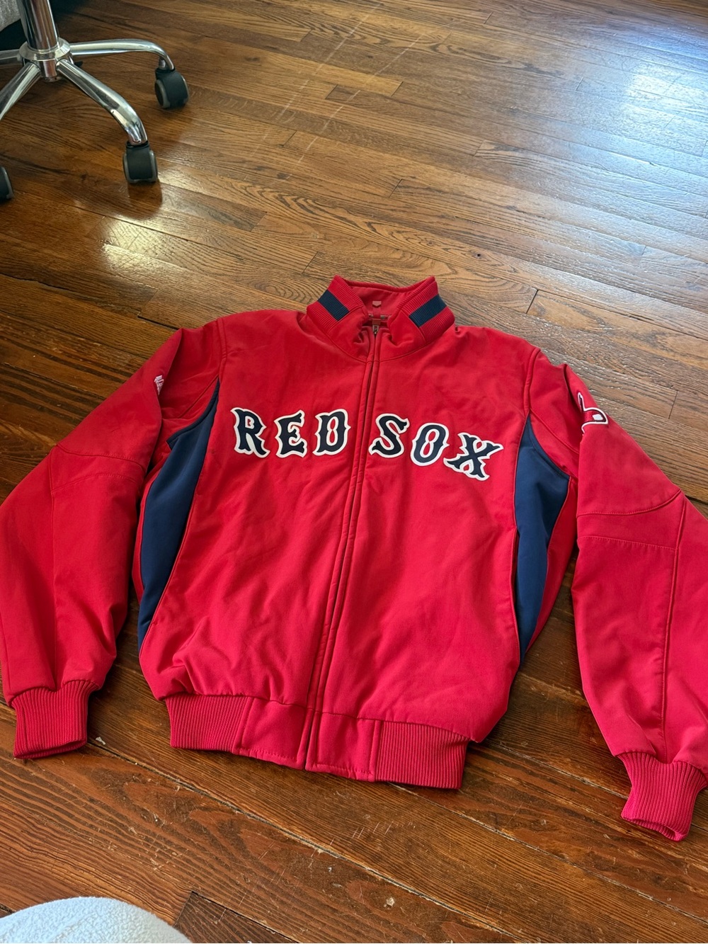 Majestic Red Baseball Team Jacket with Embroidered Logo